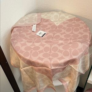Coach Heart Scarf Elegant Pink and Cream